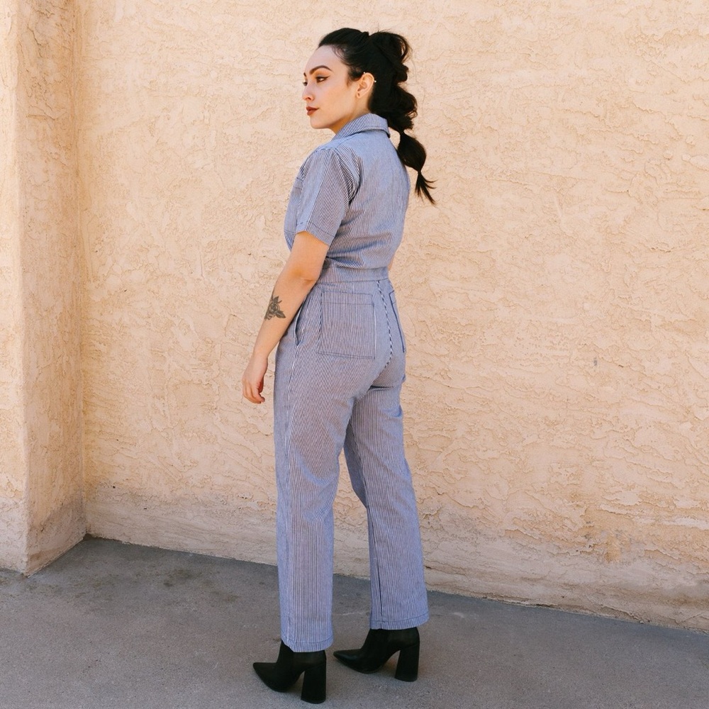 Nooworks Blue Striped Jumpsuit - Picture 2 of 8